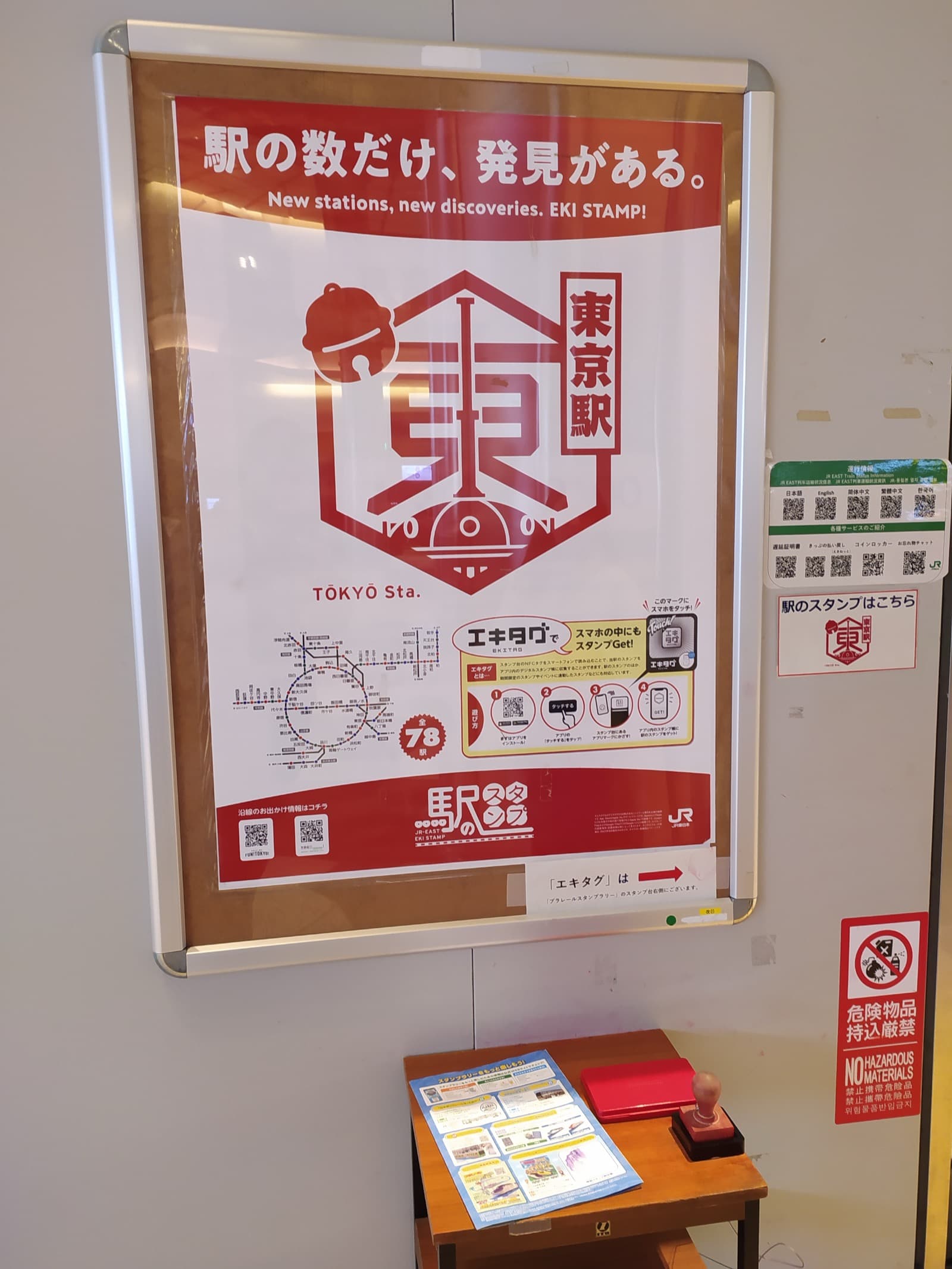 Sello conmemorativo eki stamp de la estación de Tokio en Japón.