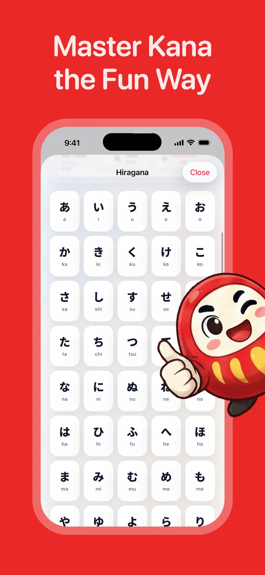 Hiragana practice app
