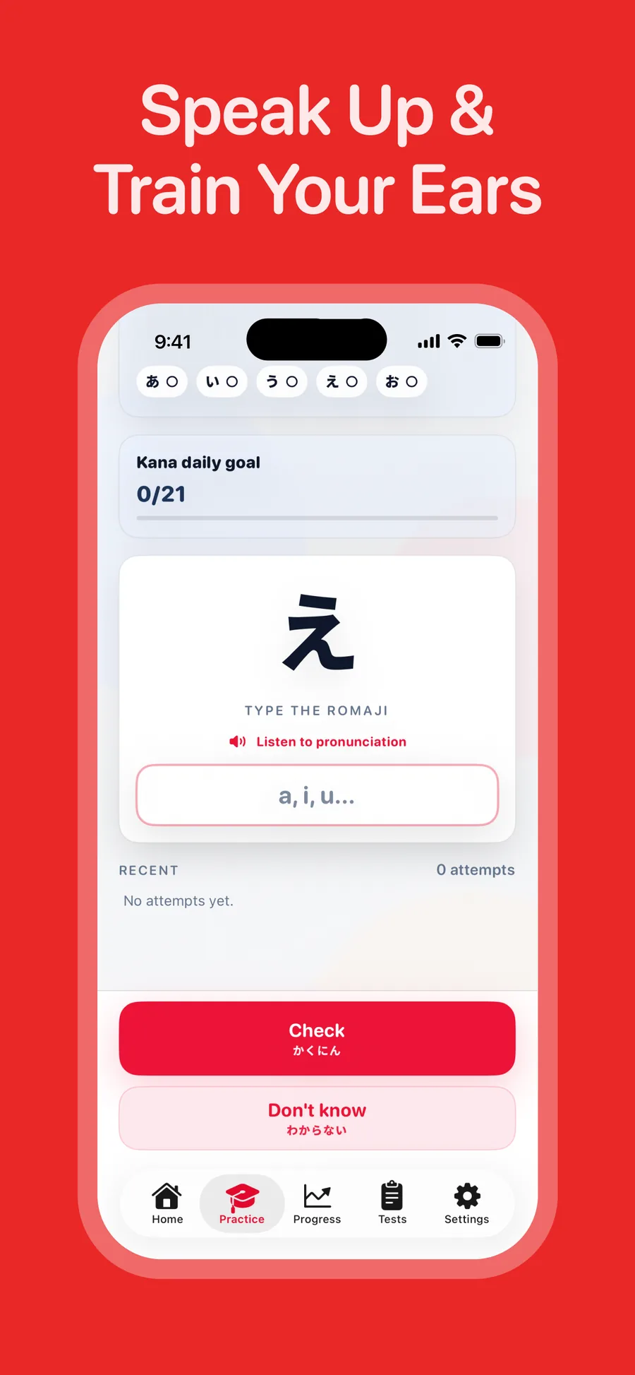 Japanese speaking practice app